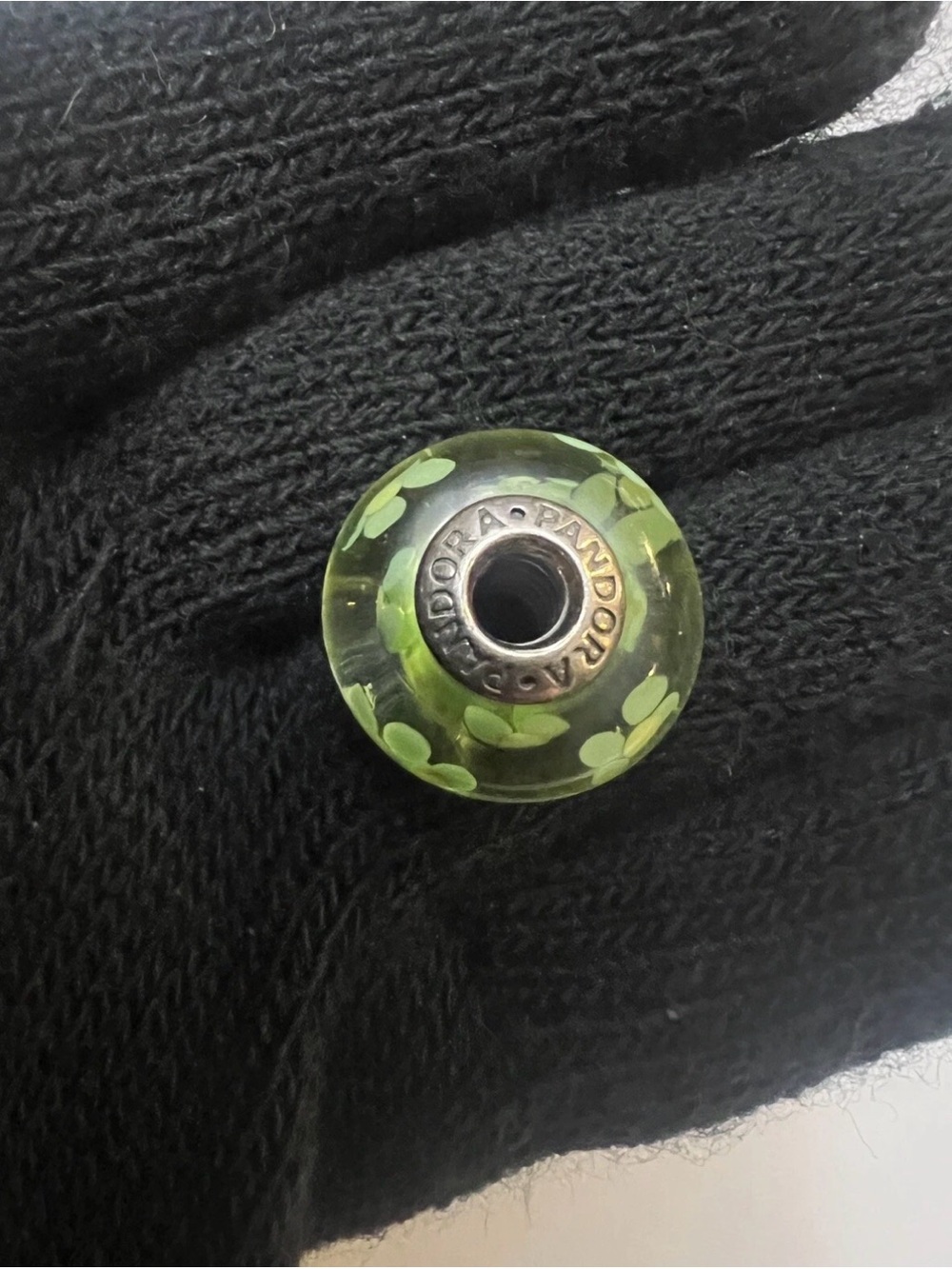 Authentic Pandora Sterling Green Blossom XL Murano Glass Flower Bead - Retired - Picture 5 of 5